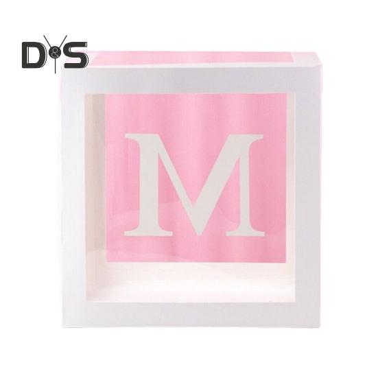 Balloon Box Reusable Clear Paper Box with Letter Stackable DIY Assembly 25 X 25cm Cube Box for Graduation Wedding Birthday Party Decor