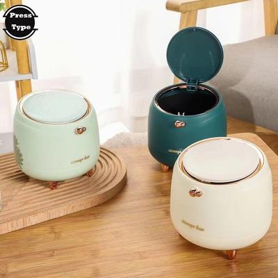 Light Luxury Desktop Trash Can Mini Size Double-layer Coffee Table Cover Pressing Type Small Storage Bucket