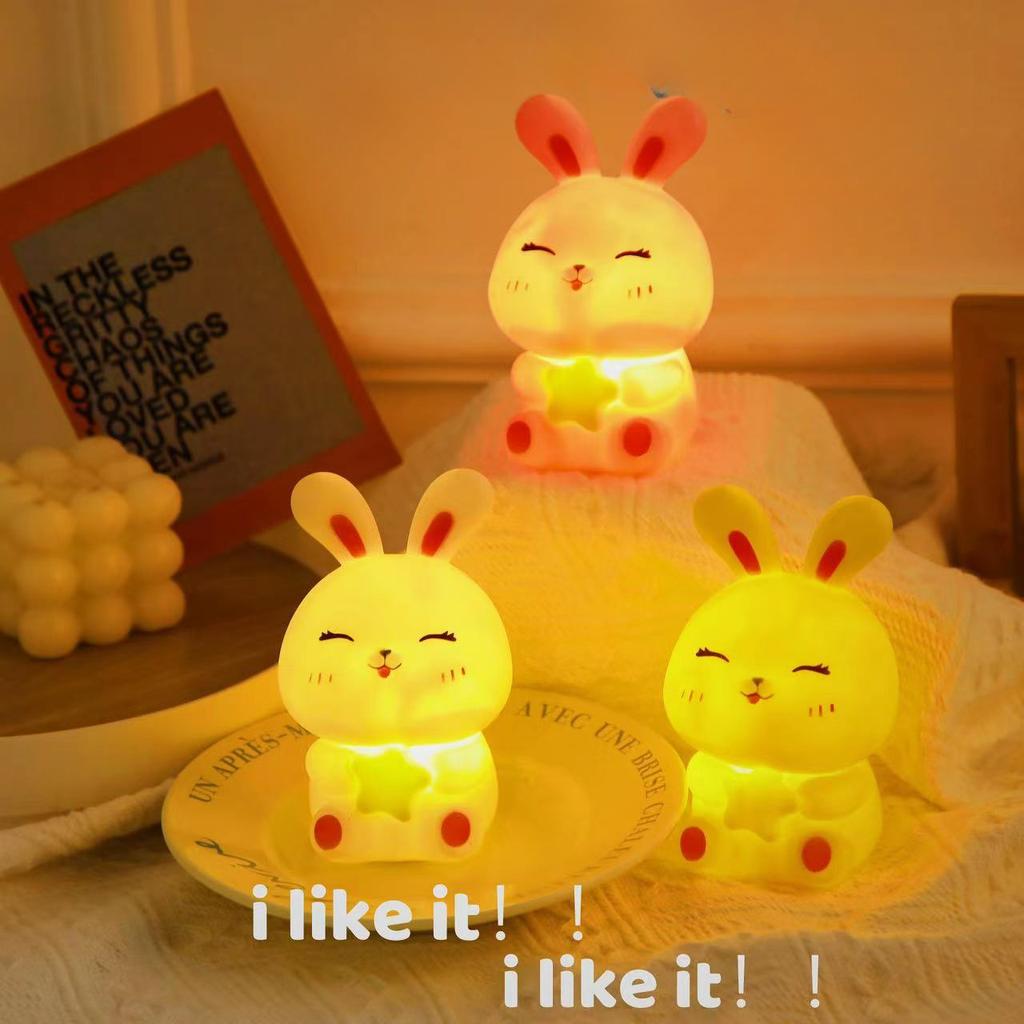 LED Night Light Silicone Rabbit Lamp Gift for Kid Baby Table Animal Lights Home Decor