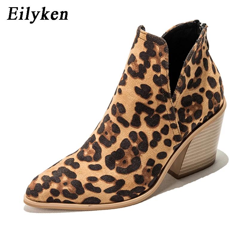 Fashion EilyKen Autumn Winter Casual Western Cowboy Ankle Boots Women Snake Cowgirl Booties Short Cossacks Botas High Heels Shoes