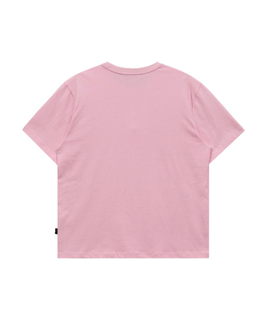 WAIKEI Maltipoo Lettering Color Block Short Sleeve T-Shirt Pink