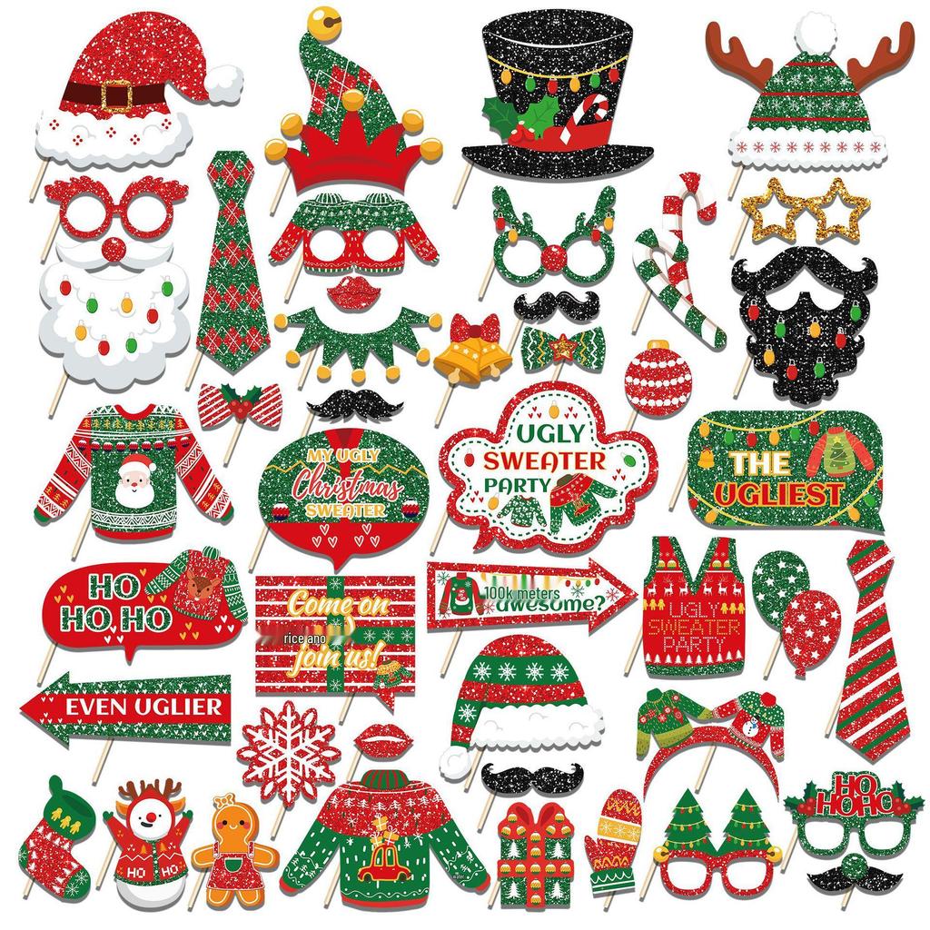 Christmas Snowman Photo Props: Festive Party Masks & Glasses