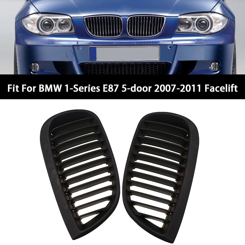 2Pcs Car Front Hood Grills Center Kidney Matte Black Grille for BMW 1-Series E81 118d 116i 123d 130i 3-door 2007 2008 2009-2011