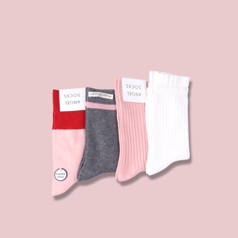 ANGEL SOCKS SET003_Strawberry Milk Pink Women's Fashion Gift Return Gift Daily Socks Coordination Gift Set Socks Pretty Brand