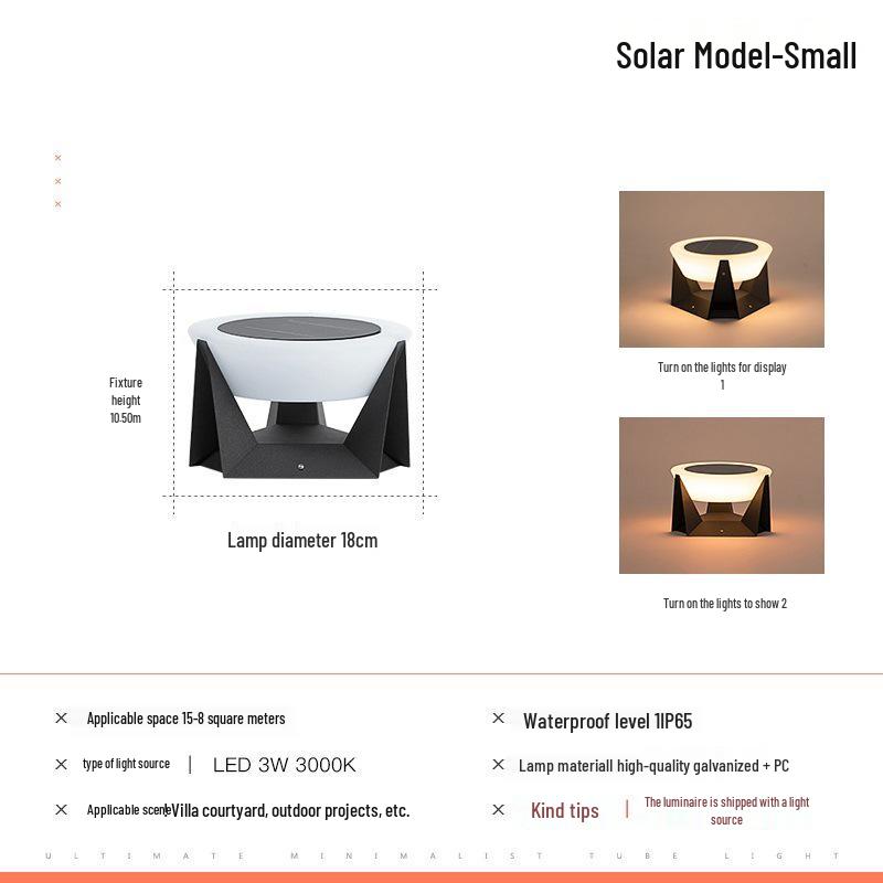 Waterproof Outdoor Solar Pillar Light for Walls, Gates, and Courtyards