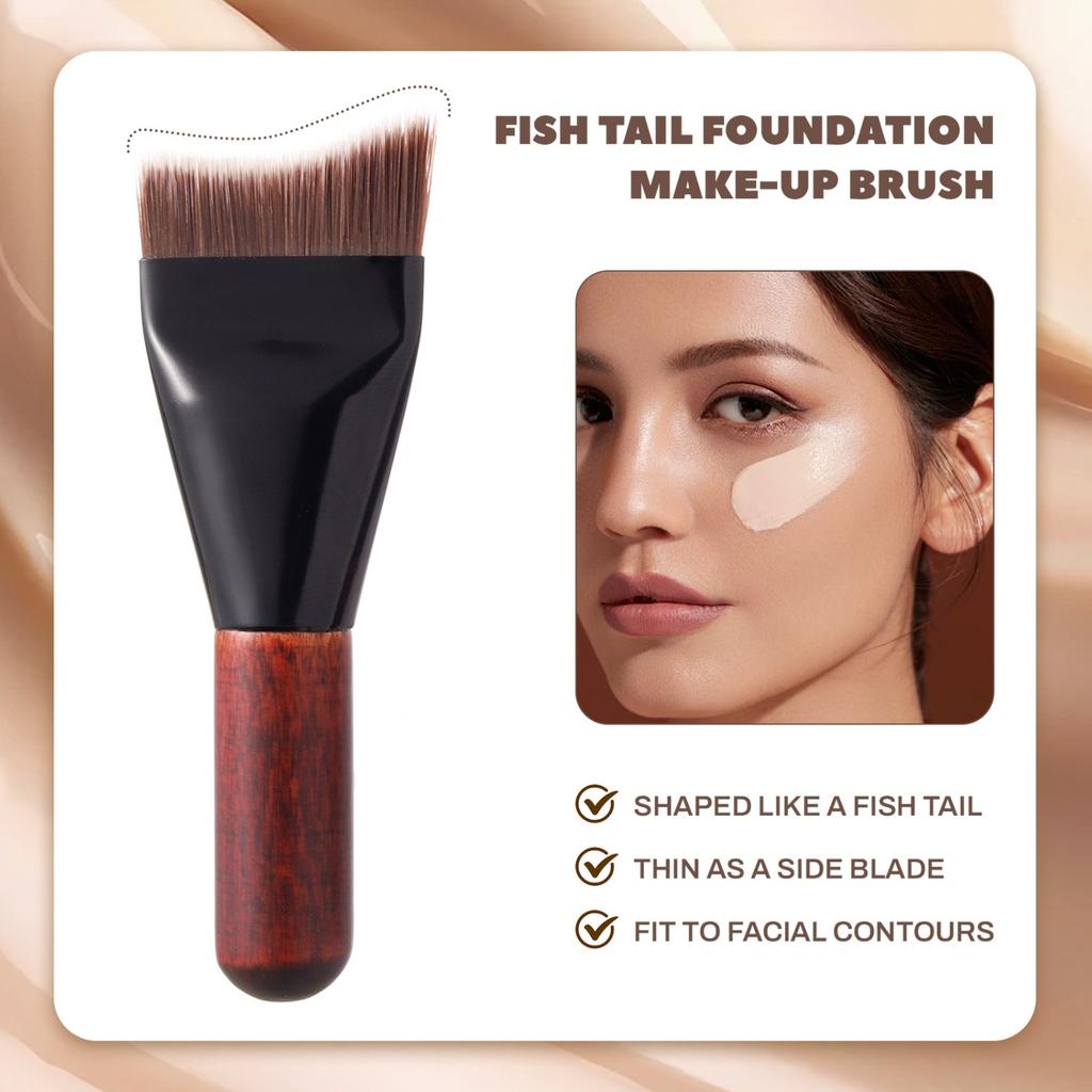 1Pc Mini Ultra Thin Foundation Brush Synthetic Flat Head Streak-free Application for Liquid Cream All Skin Types Makeup Brushes