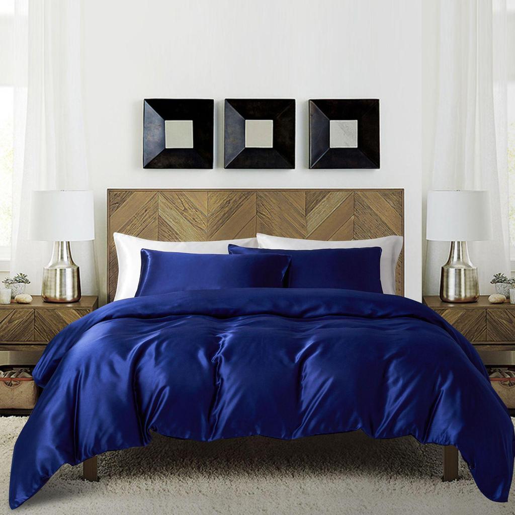 Satin Silk 3-Piece Bedding Set: Duvet Cover, Pillowcase, Pillow Core Cover