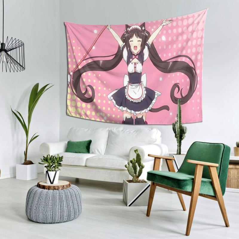 VIKAMA Kitty Maid Dress Tapestry Anime Cute Anime Atmosphere Ins Style Live Broadcast Room Room Decoration Home Decoration
