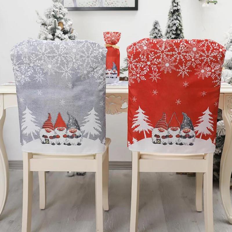 

Fashion Christmas Chair Cover Cartoon Snowflake Santa Claus Pattern Merry Party Home Ornament Kitchen Table Decor 57x47cm красный