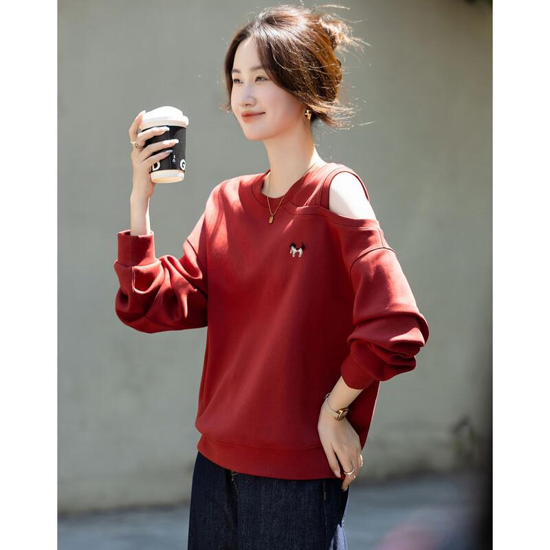 Demana Women's Autumn Relaxed Fit Embroidered Sweatshirt