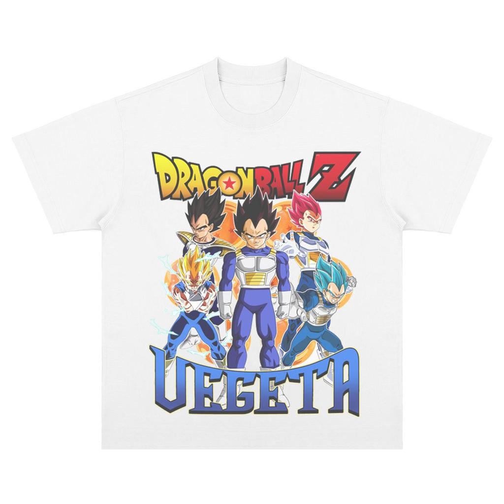 Heavy Cotton Dragon Ball Super Saiyan Cartoon Animation Retro Japanese Loose Men's and Women's Short-sleeved T-shirt