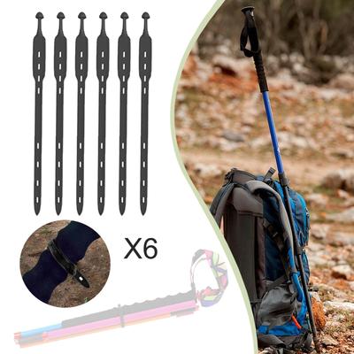 6 Stück Stangen Silikonband Wandern Befestigungselemente Verstellbare Löcher für Bergsteigen Outdoor