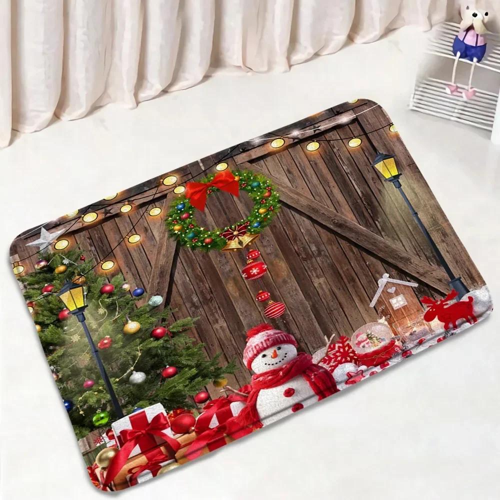 

Cute Snowman Shower Curtain Set Winter Forest Xmas Trees Snowflake Pink Christmas Decoration Bathroom Bath Mats Toilet Lid Cover