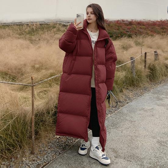 Zimní péřový kabát Zesílený Polstrovaný Stojáček Ochrana krku Kapsy Zapínání na zip Větruodolné Udržování tepla Denní oblečení za chladného počasí Bavlna