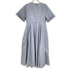CLANE 12112-5062 Cotton Short Sleeve Wide Belt Maxi Dress Dress 1 blueUsed