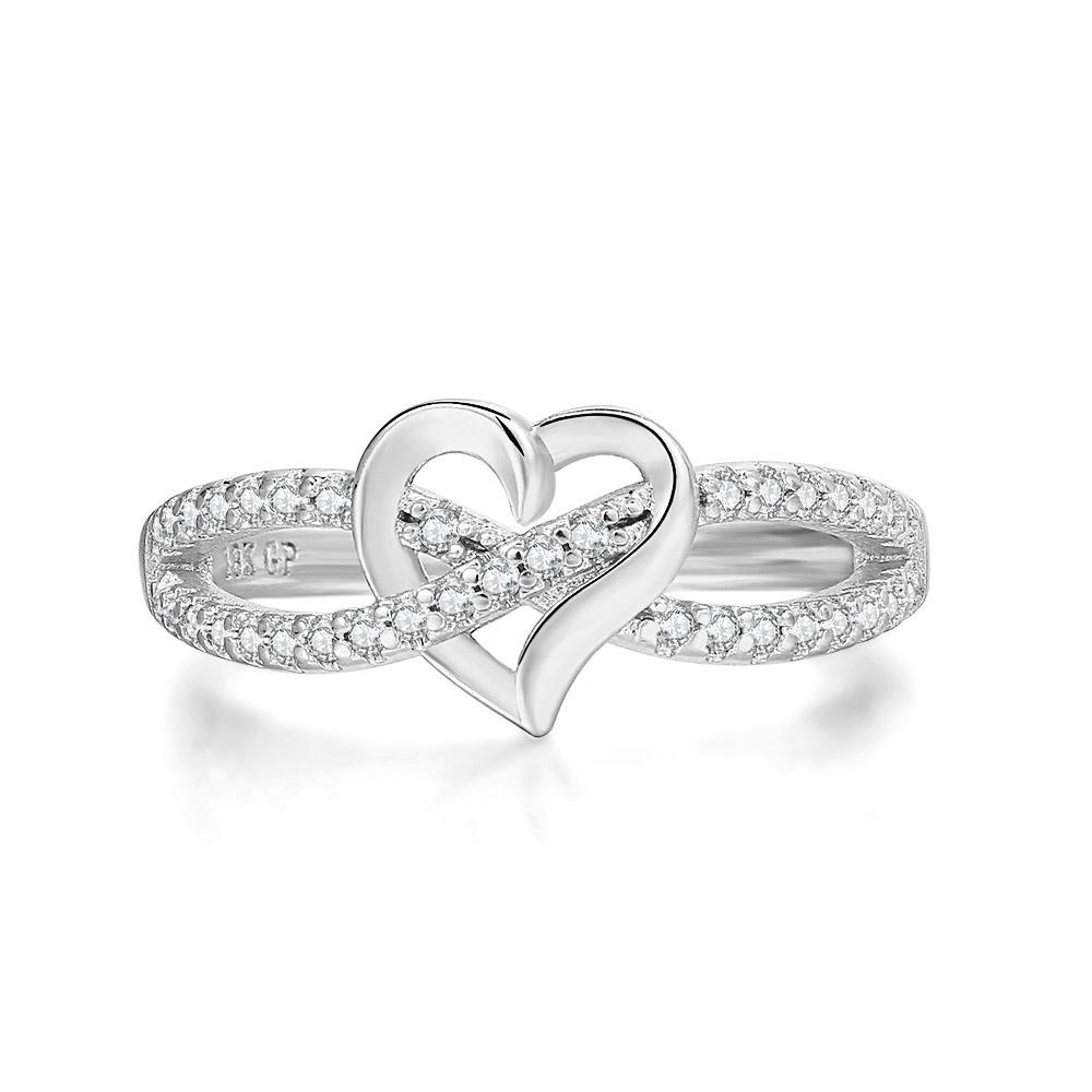 Romantic Infinity Heart Love Rings For Women Wedding Engagement Couple Rings Crystal Zircon Accessories Fashion Jewelry DZR026