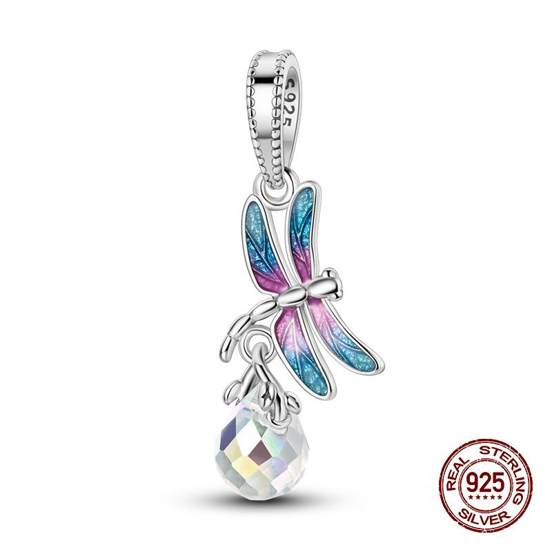 Compatible With 3MM Authentic Bracelets copper Colorful Dragonfly Flower Gem Butterfly Charm Bead Charms Bead Charms Fine Do It Yourself Jewellery Mak