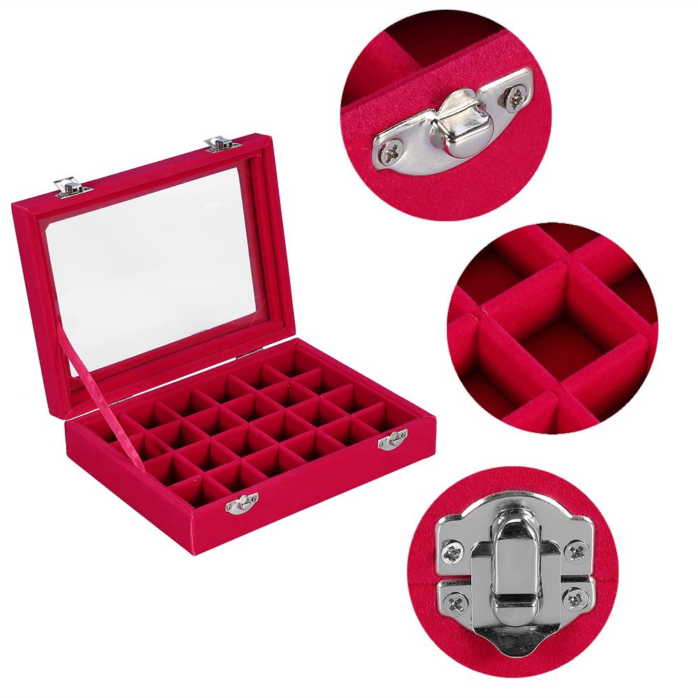 2 Colors 24 Grids Empty Nail Art Decorations Jewelry Rings Rhinestone Gem Beads Storage Box
