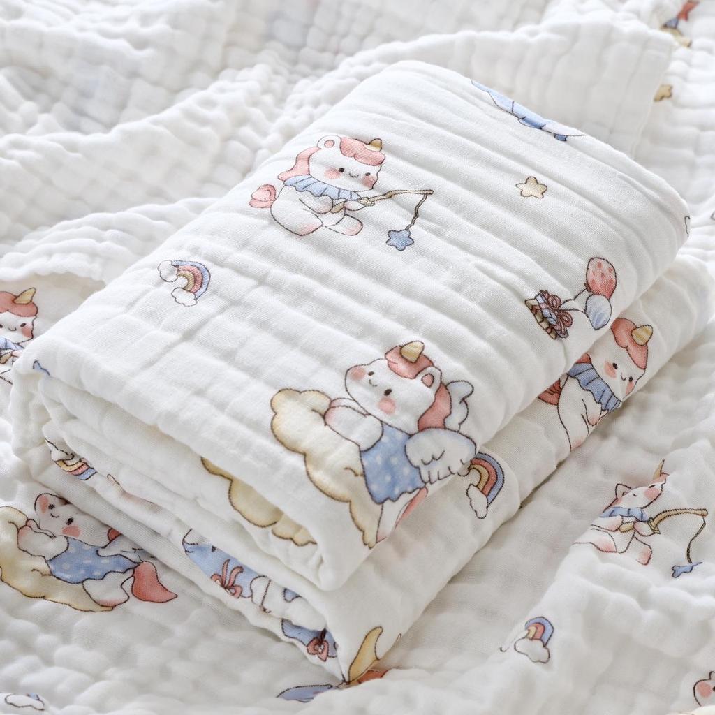 High-Density Six-Layer Pure Cotton Baby Bath Towel and Swaddling Blanket for Newborns and Children