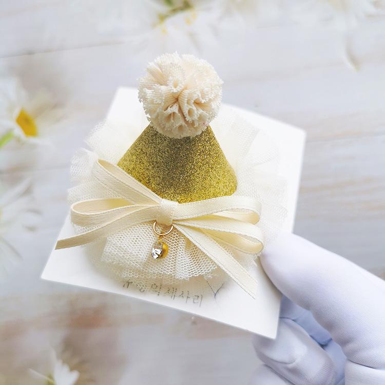 

Korean Princess Birthday Headdress: Cute Yarn Ball Hat Hair Clip for Girls золотой