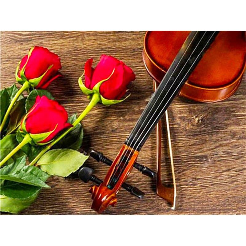 New 5D DIY Diamond Painting Violin Diamond Embroidery Music Cross Stitch Full Round Drill Crafts Home Decor Manual Gift
