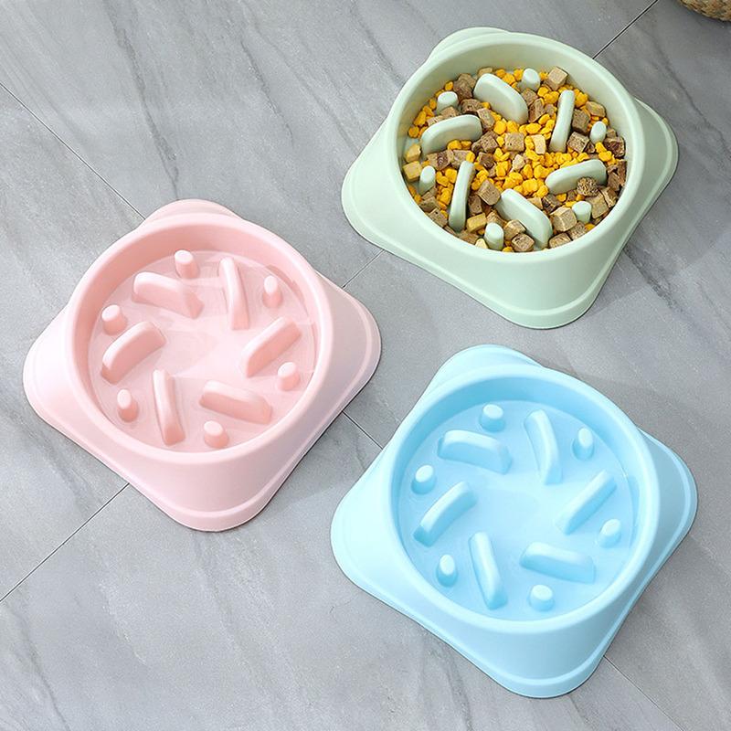 Non-Slip Pet Puppy Slow Feeder Plastic Dog Food Bowls Dog Puzzle Bowl for Healthy Eating Puppy Cat Slow Feeder Bowl Anti-Choking