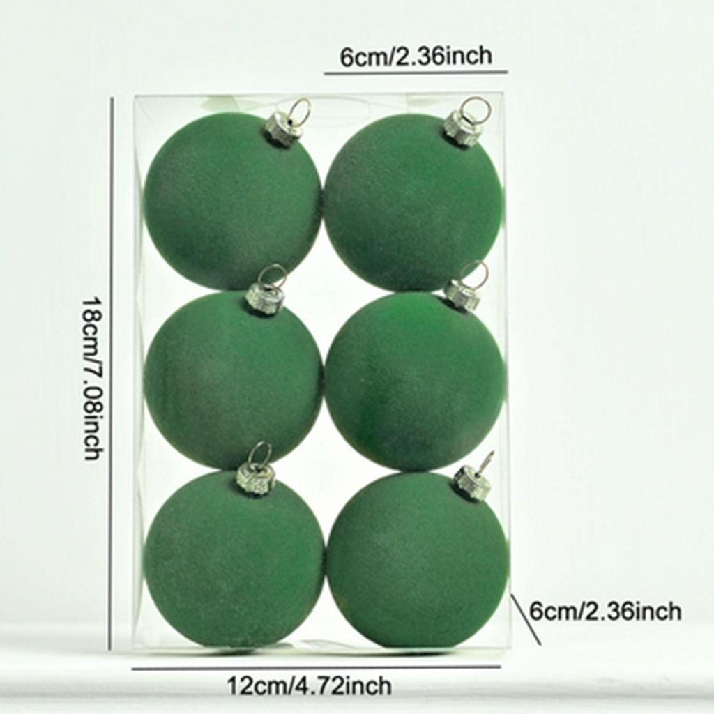 6x Flocked Christmas Ball Ornaments Shatterproof Balls 2.4inch Table Centerpiece Velvet Christmas Balls for Wedding Fireplace