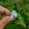 Mothers day Sale Natural Larimar Sterling Silver Bezel Stackable Ring Jewelry