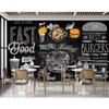 Hamburg Wall Mural Decoration 3d Retro Wallpaper Fashion Fast Food Burger Wall Mural, Suitable For Restaurant Snack Store