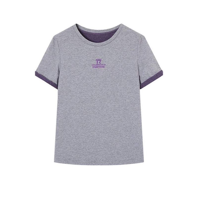 Women's Pure Cotton Contrast Letter Sequin T-shirt