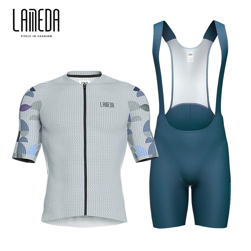 2026 Lameda Cycling Clothes Summer Men's Short Sleeved Fast Drying Breathable Cycling Jersey Cycling Shorts Strap Set for Men