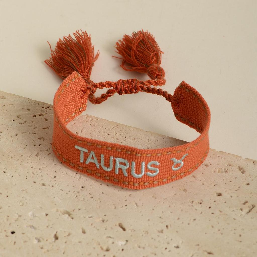 Handmade Constellations Embroidery Bracelet with Ribbon and Tassel