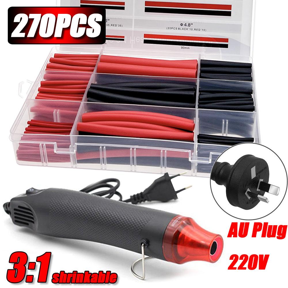 3:1 Shrinkable Heat Shrink Tube 270pcs Wire Shrinking Wrap Tubing Waterproof Wire Connect Cover Protection with 300W Hot Air Gun