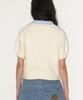 RONRON Handmade Collar Short Sleeve Knit Ivory Blue