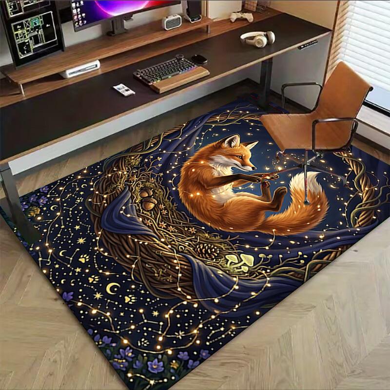 1PC Fox Night Extra Large Non-Slip Floor carpet, Office, family, bedroom, Studio - Large Area Rug,Longlasting Material-K0416