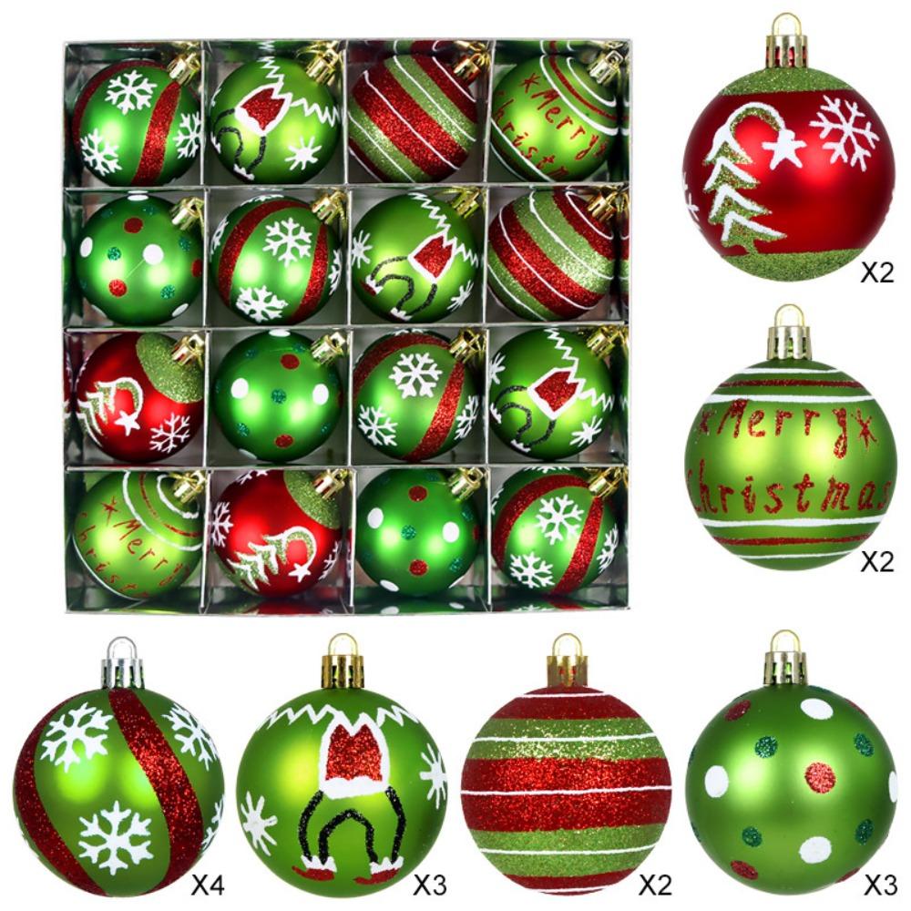 16PCS Plastic Christmas Ball Set 6cm Suspensable Decorative Christmas Tree Balls Multicolor Xmas Ornament Ball Storefront