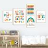 Regenbogen Alphabet Anzahl Bunte Kunst Poster Kid Pädagogisches Poster Keine Rahmen Leinwand Malerei Kinderzimmer Wand Bild Home Decor