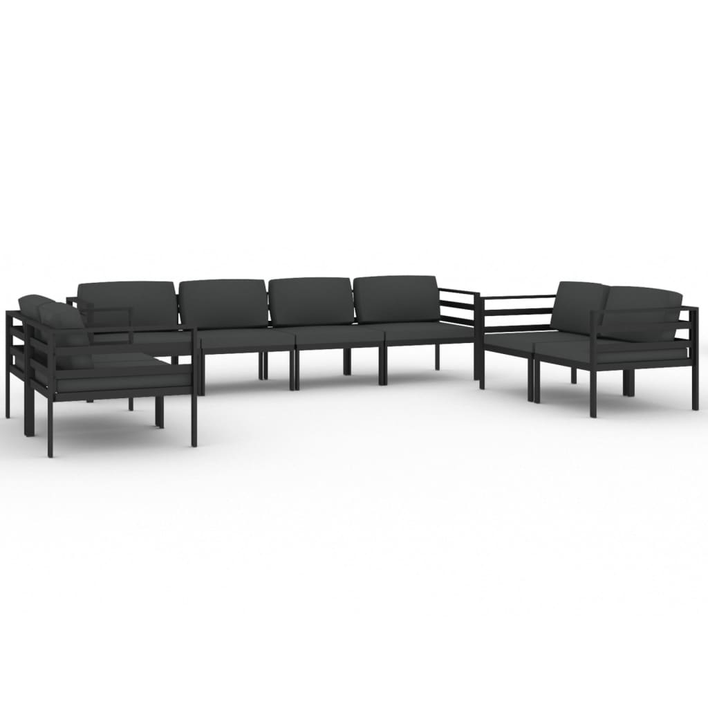Vidaxl 8-Cz. Garden Furniture Set, Cushions, Aluminium, Anthracite