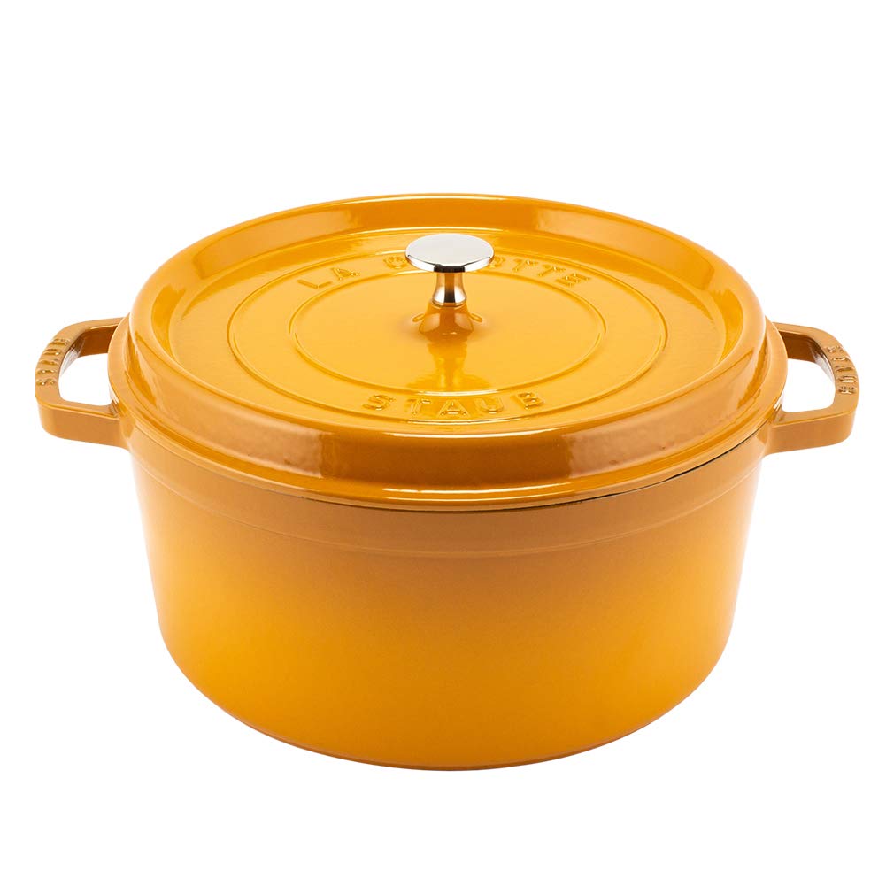 

Staub Pico Cocotte Круглая 28см 1102812 Эмалированная кастрюля Круглая жаровня горчично-желтый Кастрюля Pico Cocotte Стильная посуда Кухонные принадлежности [Staub]