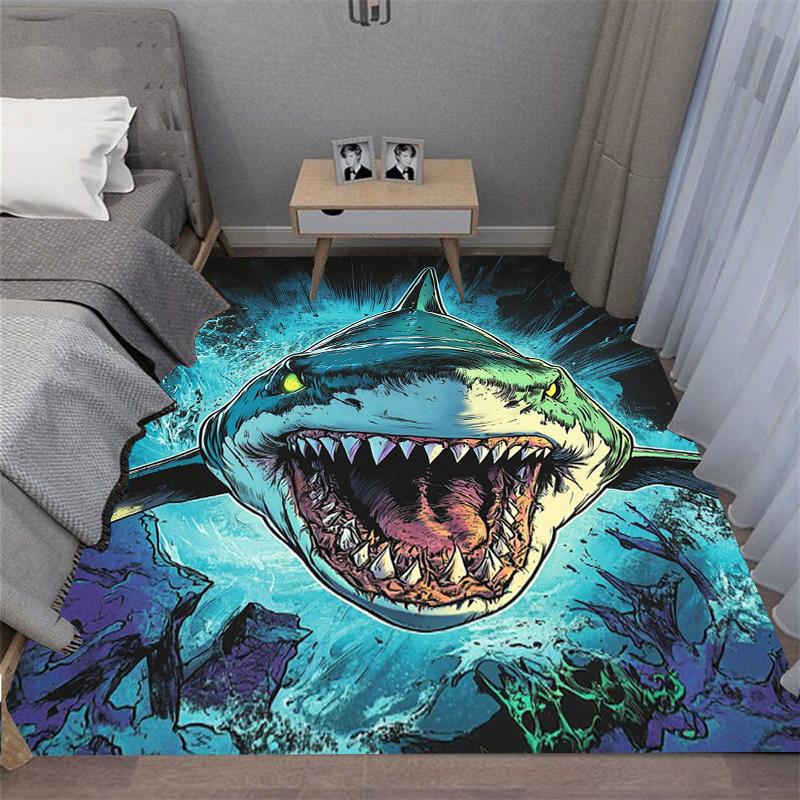 Terrifying Great White Shark White Shark White Death Carpet Floor Mat Adds a Great Focal Point To Any Space