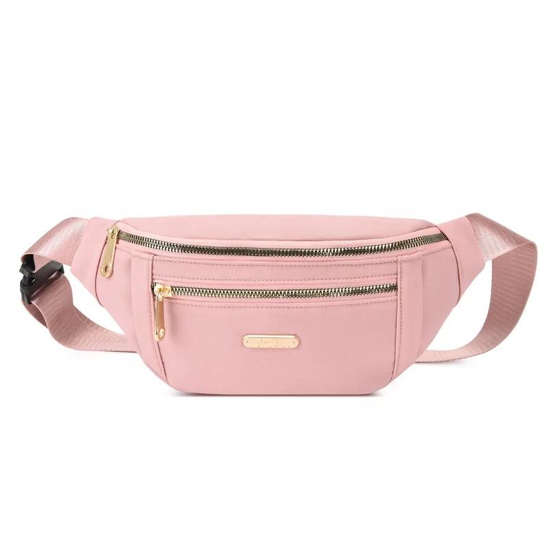 

New Sports Shoulder Bag Multi-layer Fashionable Laser Waist Bag, Shiny Leather Chest Bag, Men s and Women s Crossbody Bag розовый