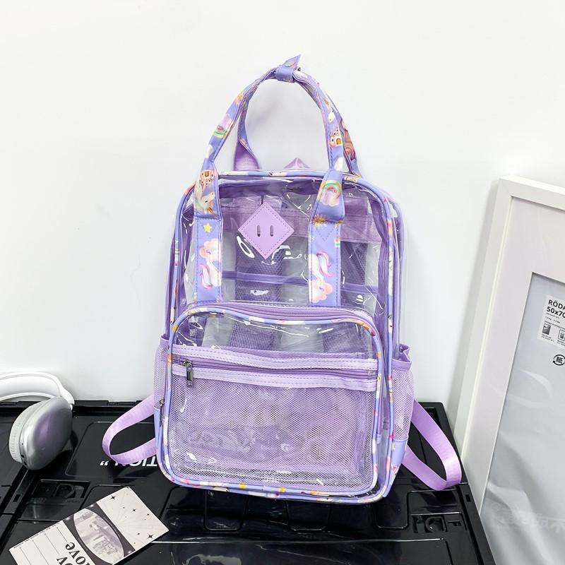 SchoolbagPVC Transparent Waterproof Backpack 1011 New Large-capacity Student Schoolbag High School College Backpack