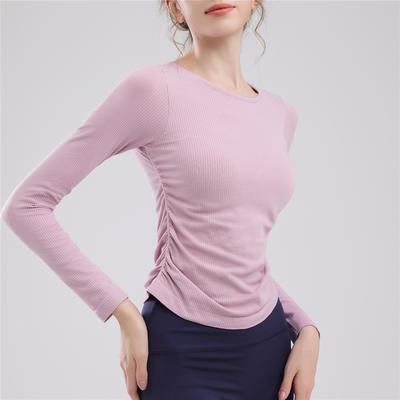 Pilates Long Sleeved Slimming And Fashionable Fitness Suit Top With Chest Cushion For Slimming, Dance Training, Running, Yoga Suit