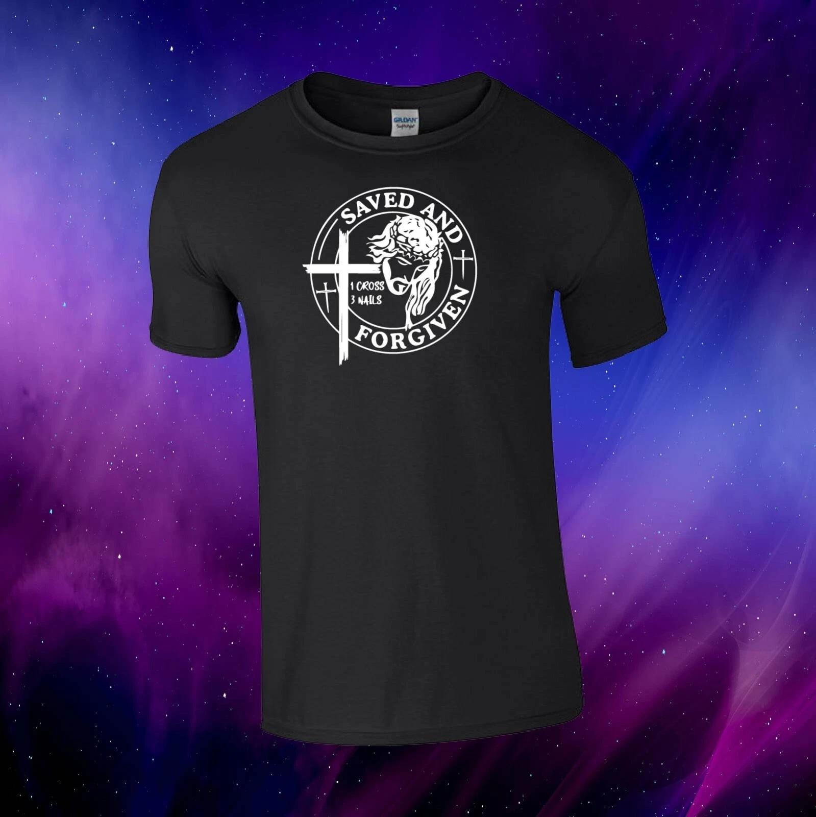 Saved And Forgiven Christian Religious Gift Unisex Kids/Adults Top T-shirt S