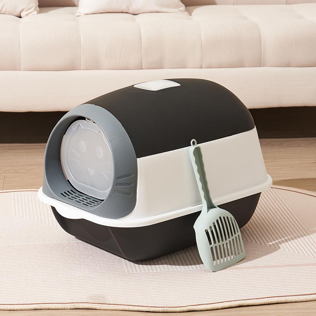 Enclosed Plastic Litter Box Extra Large Odor Resistant Easy Cleaning Covered Kitty Litter Box with Scoop for Indoor Cats