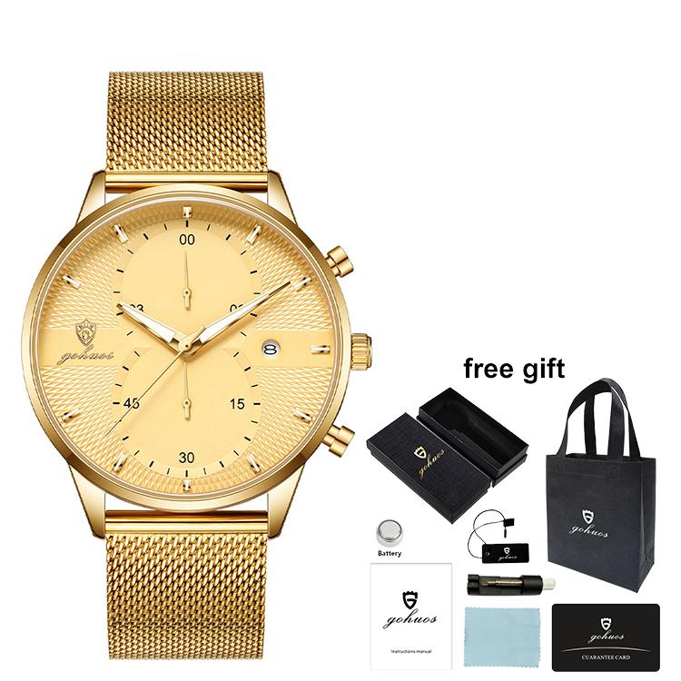 Gohuos 8823 Custom Luxury Fashion Mens Wristwatch Waterproof Original Quartz Wrist Watch for Men Reloj Para Hombre Montre Homme