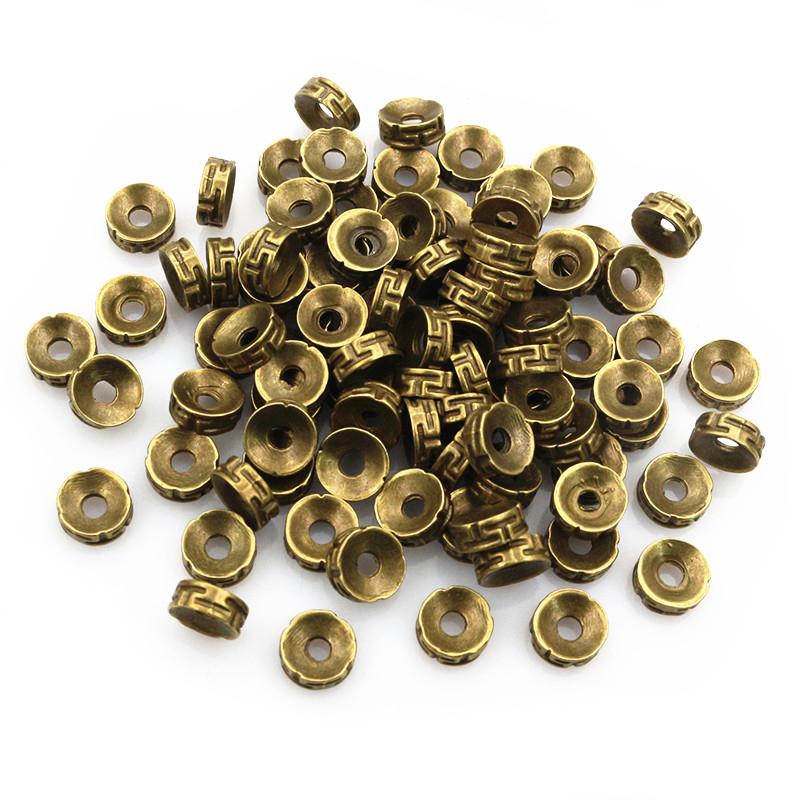 50 Stück 7,5x3mm Abstandshalter Perlen Bronze Gold Silber Farbe Metallkugel Quetsch-Endkappen Stopper DIY Schmuckherstellung Zubehör