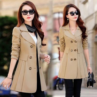 Trench Coat Women Double-Breasted Trenchcoat Lace Female Autumn Casual Coats Windbreaker Outwear Raincoat Streetwear Plus Size