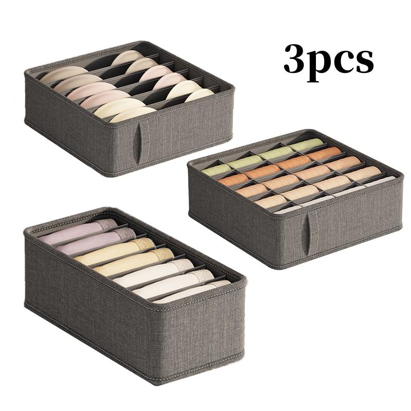 3PCS Fabric Clothes Storage Organizer Cation PP Sock Bra Pants Wardrobe Organizers Of Cabinets And Drawers Home Organizer Box