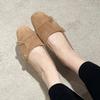 Vintage Brown Faux Suede Low Heel Pumps Women Luxury Metal Buckle Embellished Designer Shoes Lightweight Soft Sole Flat Loafers